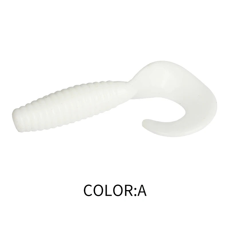 Angry Spin Silicone Worm — 25/35/45mm Grub Lure for Bass & Perch