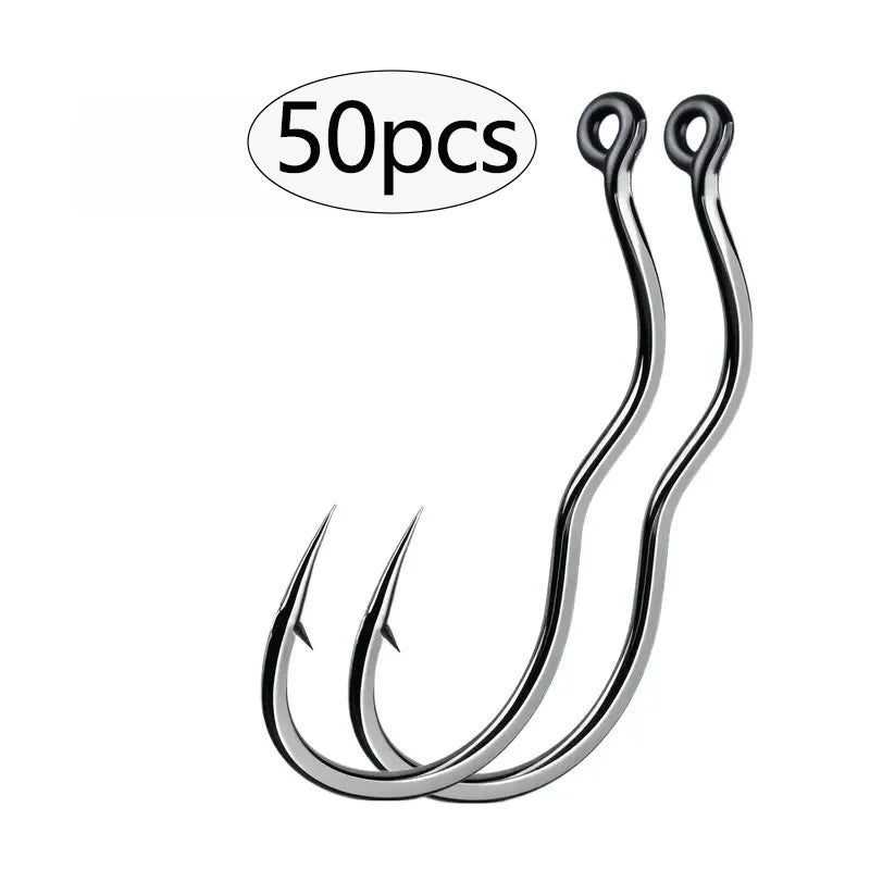 Auto Flip Fishing Hook 50pcs — High Carbon Steel Sharp Barbed Hooks