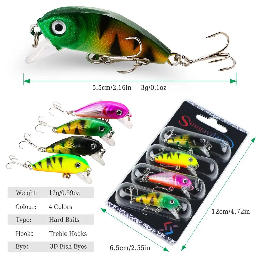 Sougayilang Sea & Carp Wobbler Set 4pcs — Hard Bait Fishing Lures