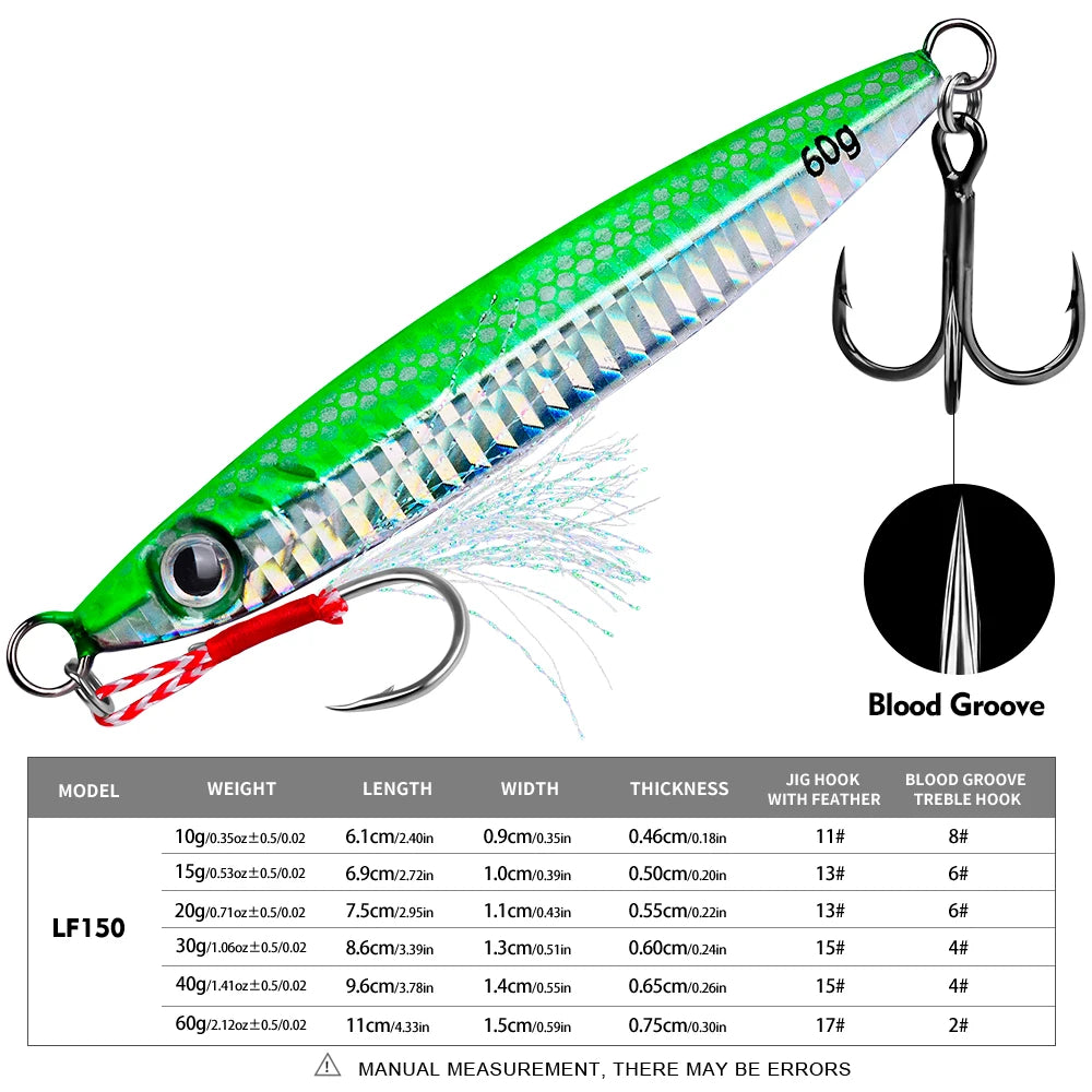 PROBEROS 3D Eye Metal Jig Lure Set 5pcs — 10g to 60g Saltwater & Shore Casting