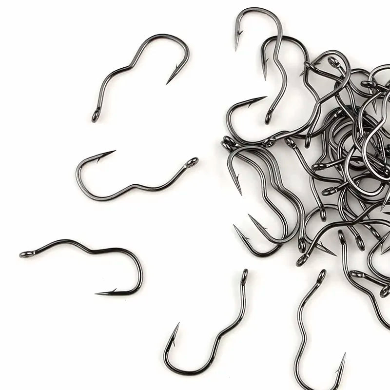 Auto Flip Fishing Hook 50pcs — High Carbon Steel Sharp Barbed Hooks