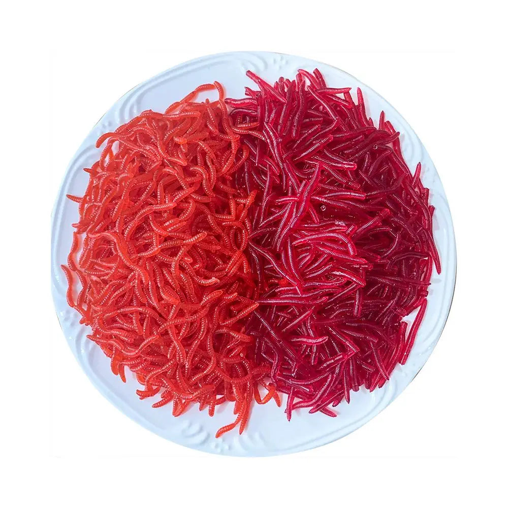 Bloodworm Soft Lure 100pcs — Rubber Earthworm Bait for Bass & Bream