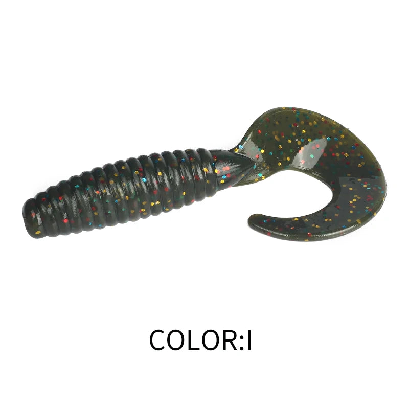 Angry Spin Silicone Worm — 25/35/45mm Grub Lure for Bass & Perch