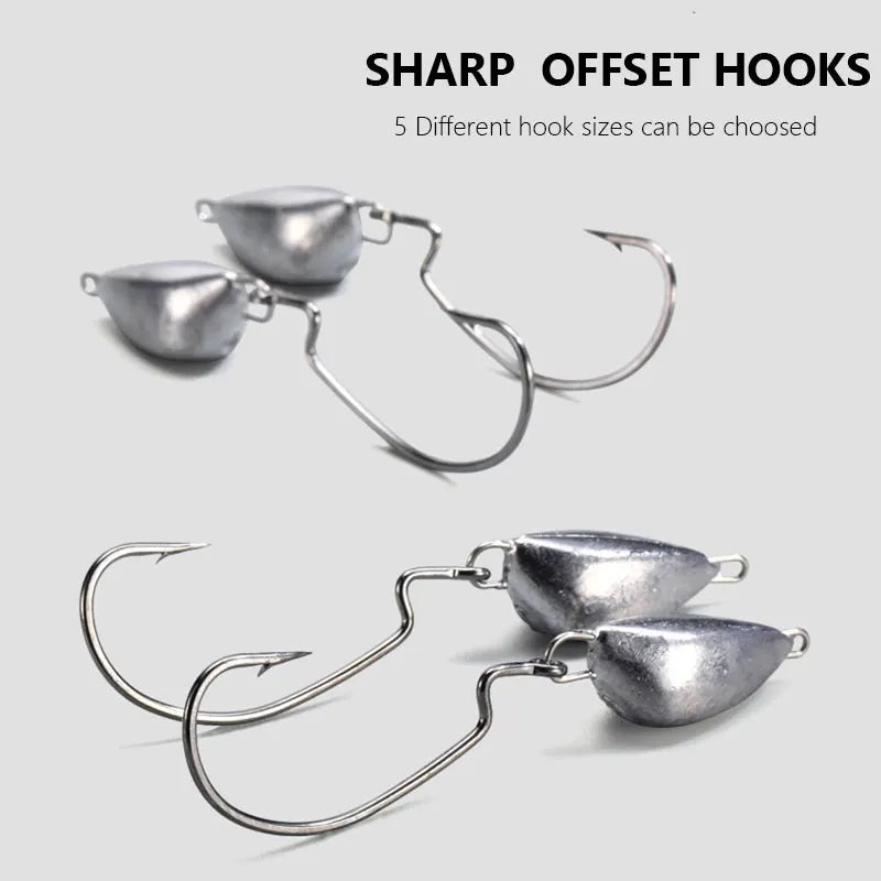 Bullet Jig Head 5pcs — 5/7/10g with Swivel Sinker for Soft Lures