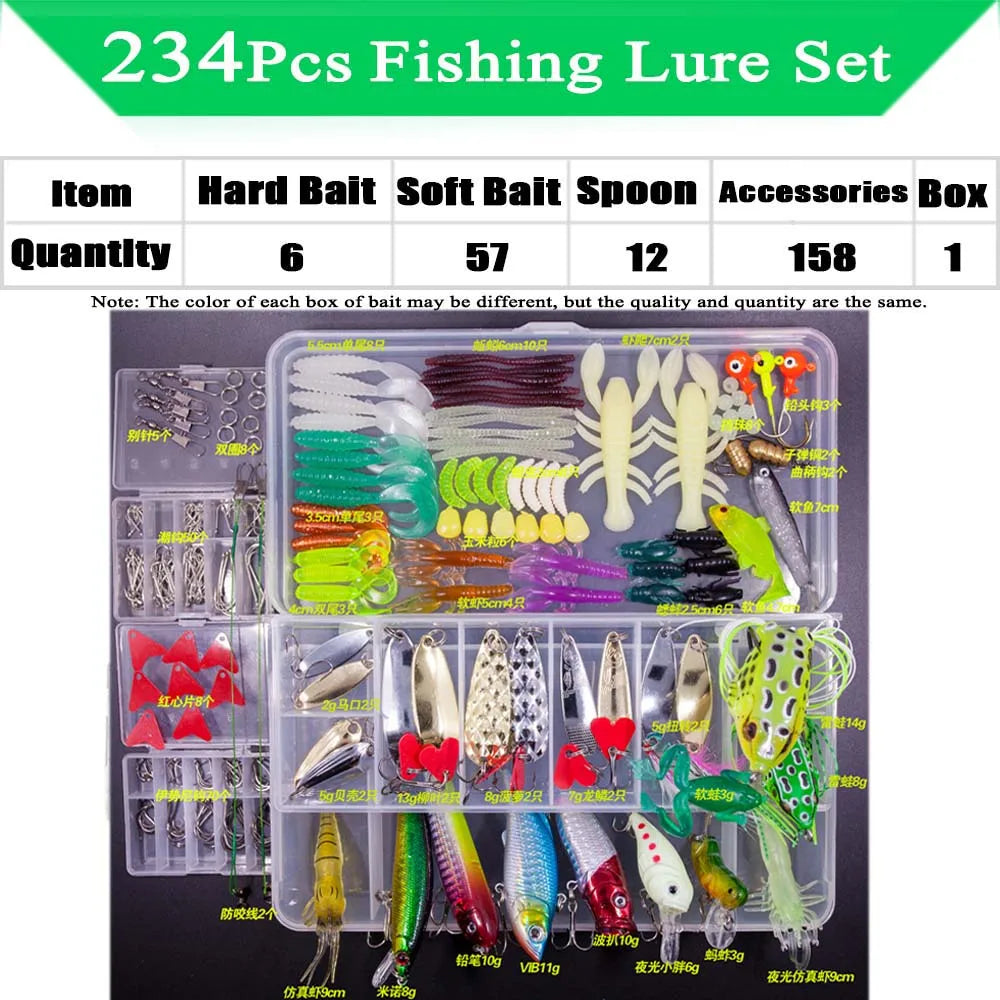 320-Piece Fishing Lure Kit — Hard & Soft Baits, Jigs, Spoons & Tackle Box