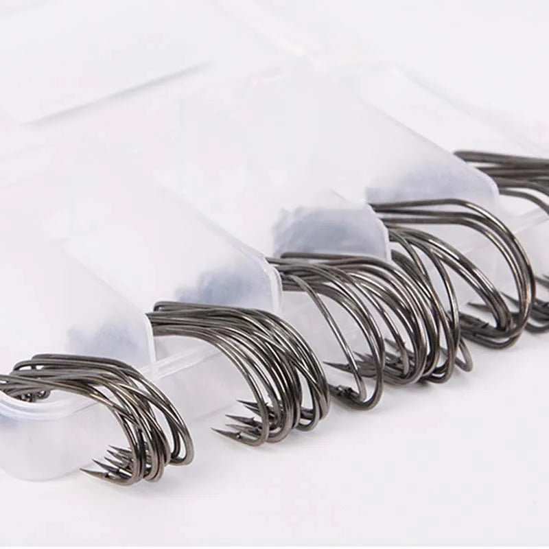 Fishing Hook Set 50pcs — High Carbon Steel Wide Gap Offset Hooks