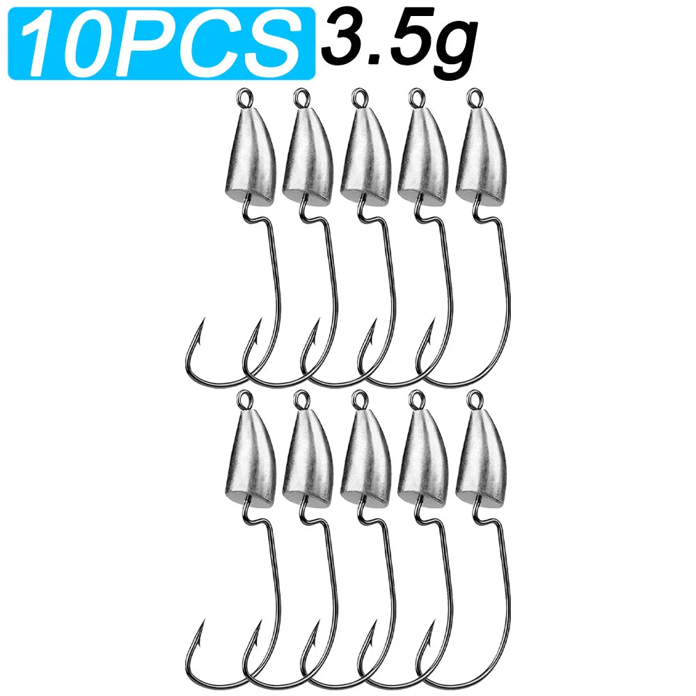 Metal Jig Head 10pcs — 3.5/5/7/10/20g for Soft Lure Texas Rig