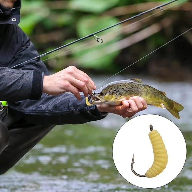Rubber Maggot Bait Set — Versatile Soft Lures for Bass, Trout & Crappie