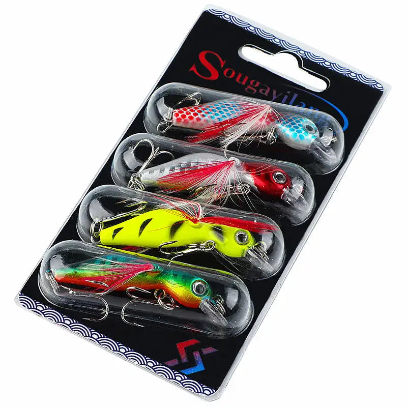 Sougayilang Wobbler Lure Set 4pcs — Anti-Corrosion Bass & Carp Hard Baits
