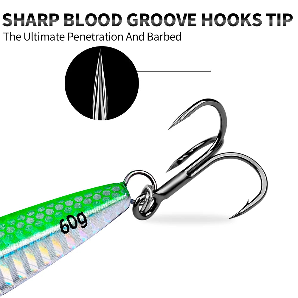 PROBEROS 3D Eye Metal Jig Lure Set 5pcs — 10g to 60g Saltwater & Shore Casting