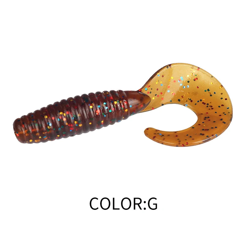 Angry Spin Silicone Worm — 25/35/45mm Grub Lure for Bass & Perch