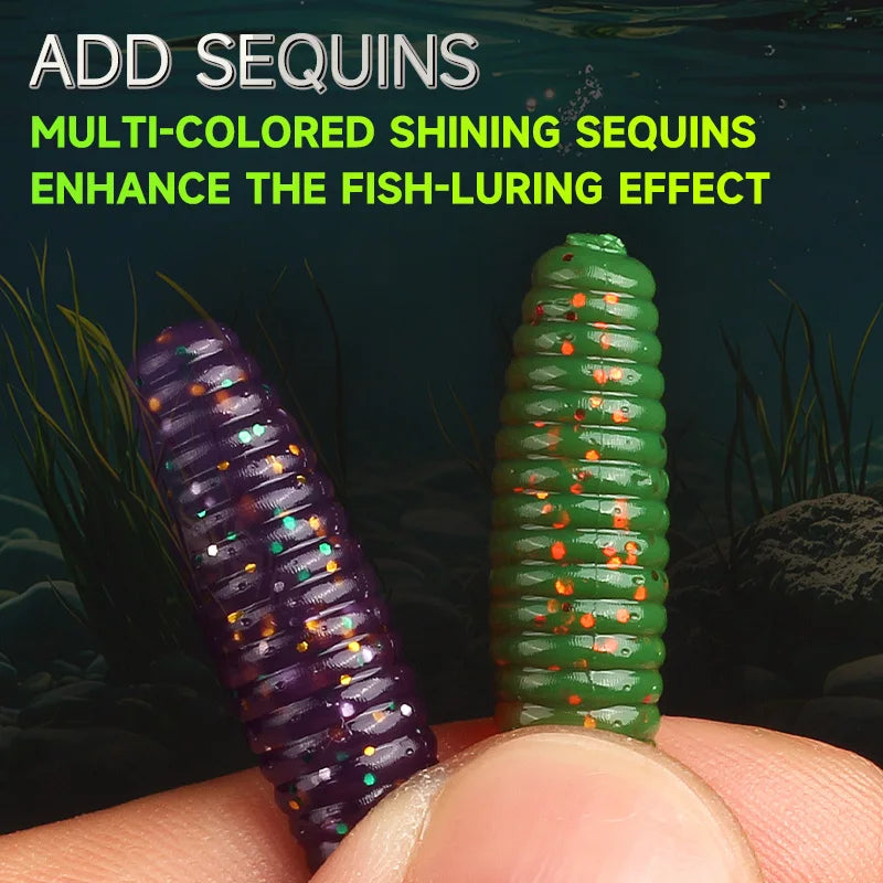 Angry Spin Silicone Worm — 25/35/45mm Grub Lure for Bass & Perch