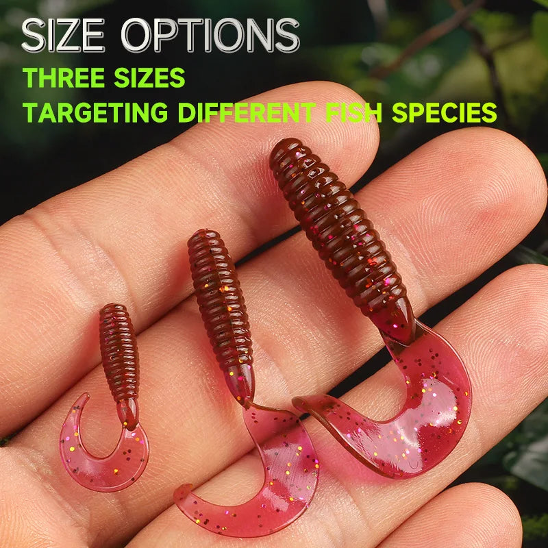 Angry Spin Silicone Worm — 25/35/45mm Grub Lure for Bass & Perch